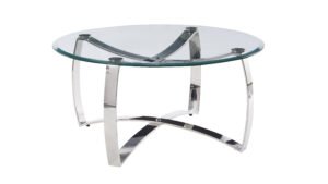 MESSINA | Round glass coffee table with stainless legs