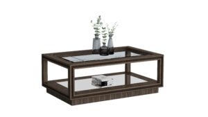 Clear Glass Wooden Coffee Table