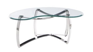 MESSINA | Free form glass coffee table with Stainless frame